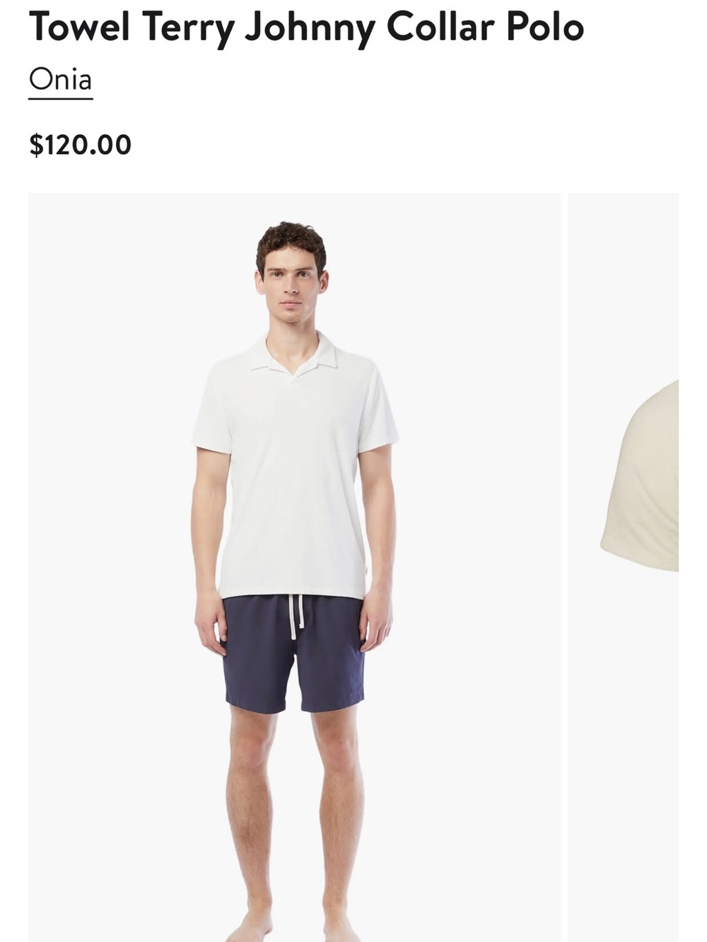 Onia White Terry Johnny Collar Polo
